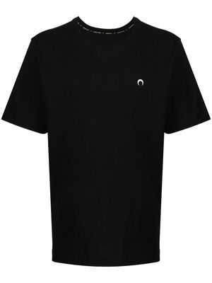 Marine Serre logo-embroidered cotton T-shirt - Black