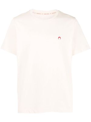 MARINE SERRE logo-embroidered organic-cotton T-shirt - Neutrals