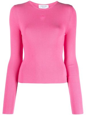 Marine Serre logo-embroidered ribbed-knit top - PK30 PINK