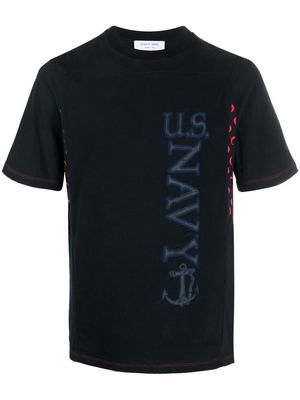 Marine Serre logo-panel T-shirt - Black