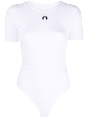 Marine Serre logo-print organic-cotton bodysuit - White