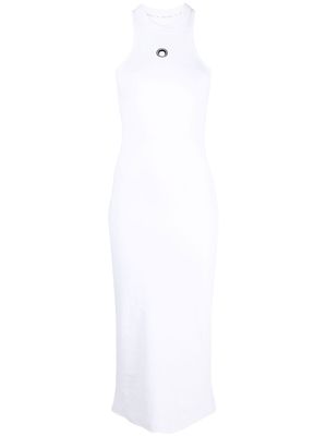 Marine Serre logo-print sleeveless dress - White