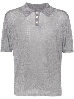 Marine Serre metallic pointelle-knit polo shirt - Silver