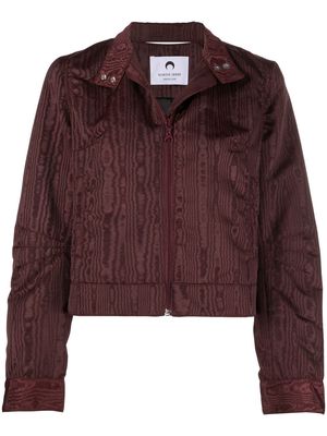 Marine Serre Moire effect boxy track jacket - Brown