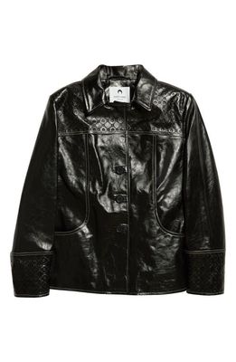 Marine Serre Moonogram Debossed Leather Jacket in Black