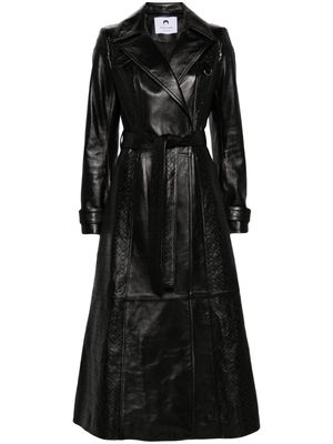 Marine Serre Moonogram-embossed leather trench coat - Black