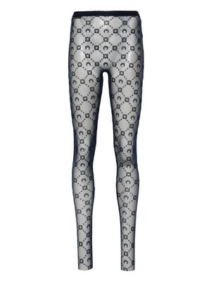 Marine Serre Moonogram-flocked mesh tights - Blue