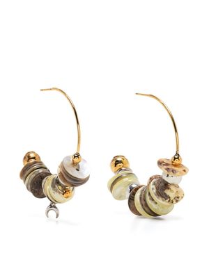 Marine Serre Nacre-disc hoop earrings - Gold