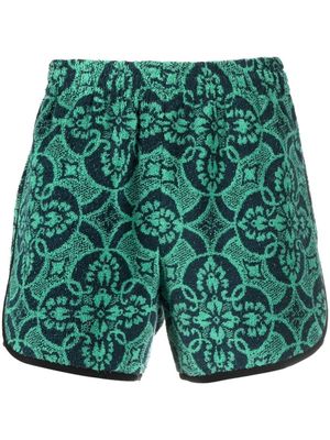 Marine Serre Oriental Towels track shorts - Green