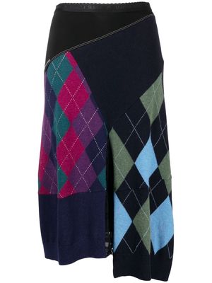 Marine Serre patchwork A-line skirt - Black