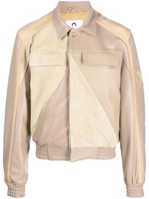 Marine Serre patchwork deadstock leather jacket - Neutrals