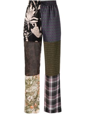 Marine Serre patchwork wide-leg silk trousers - Multicolour