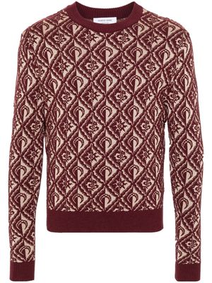 Marine Serre patterned-jacquard wool-blend jumper - Red