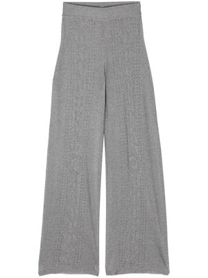 Marine Serre pointelle-knit lurex flared trousers - Silver