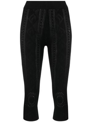 Marine Serre pointelle knitted cropped trousers - Black