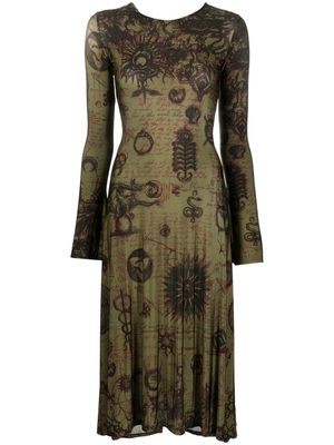 MARINE SERRE rear-drawstring midi dress - Green