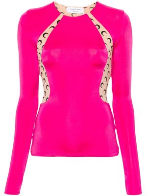 Marine Serre Regenerated draped long-sleeve top - Pink