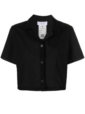 Marine Serre Regenerated Household Linen cropped shirt - Black