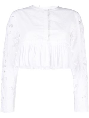 Marine Serre Regenerated Household Linen cropped top - White