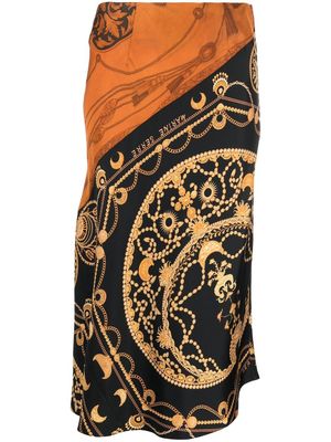 Marine Serre regenerated jewellery-print silk skirt - Orange