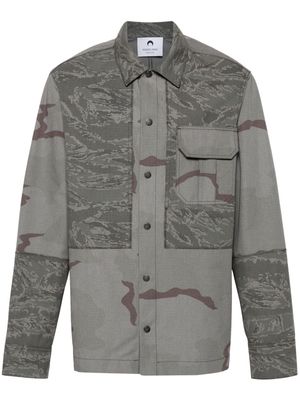 Marine Serre rispstop classic-collar shirt jacket - Grey