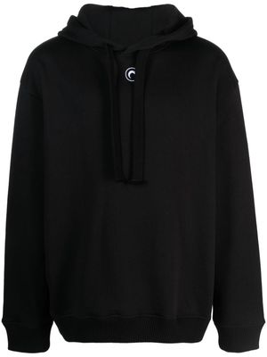 Marine Serre Rose-print cotton hoodie - Black
