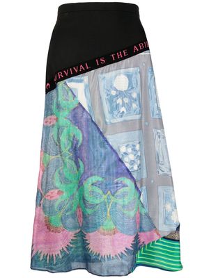 Marine Serre Silk Scarves Hybrid patchwork midi skirt - Multicolour