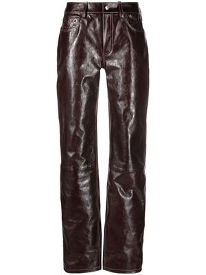 Marine Serre straight-leg leather trousers - Purple