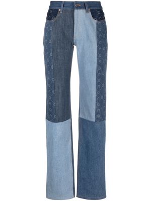 Marine Serre straight-leg patchwork jeans - Blue