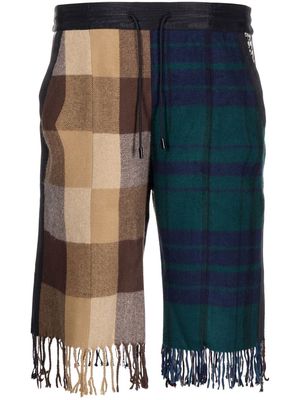 Marine Serre tartan-print wool shorts - Brown