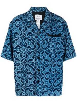Marine Serre terry-cloth effect short-sleeve shirt - Blue