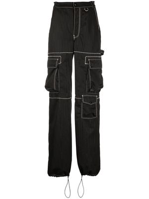 Marine Serre wide-leg moire cargo trousers - Black