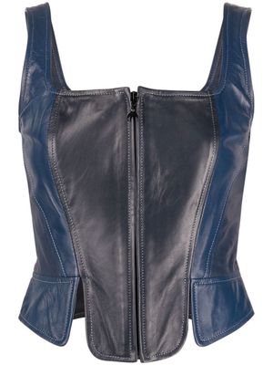Marine Serre zip-front colour-block corset top - Blue