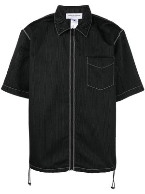 Marine Serre zip-up short-sleeve shirt - Black