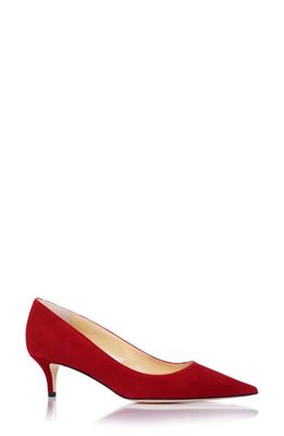 MARION PARKE Classic Pointed Toe Kitten Heel Pump in Classic Red