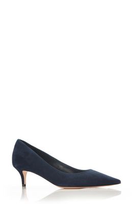 MARION PARKE Classic Pointed Toe Kitten Heel Pump in Navy