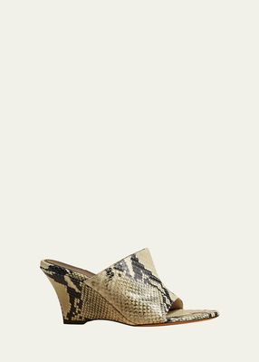 Marion Snake-Embossed Wedge Sandals