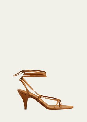 Marion Strappy Leather Ankle-Wrap Sandals
