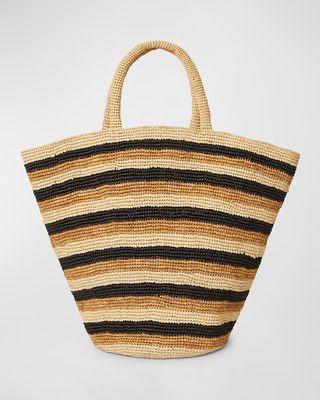 Marisol Striped Straw Tote Bag