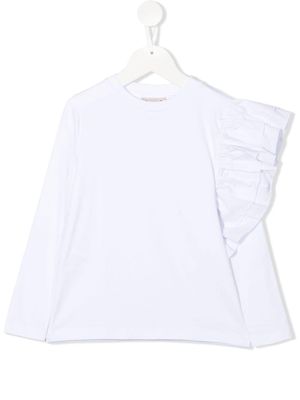 Mariuccia Milano Kids long-sleeved ruffle T-shirt - White