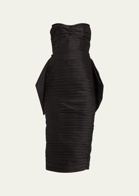 Marji Strapless Folded Midi Dress with Removable Bow