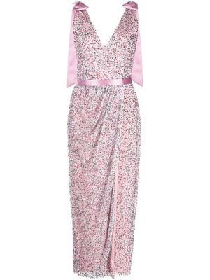 Markarian bow-detail sequined dress - Pink