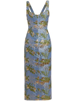 Markarian Sommer brocade-effect midi dress - Blue
