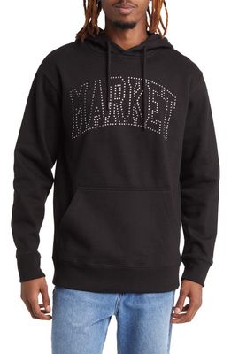 MARKET Arc Swarovski Crystal Embellished Cotton Logo Hoodie in Black