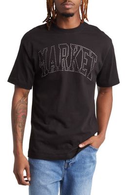 MARKET Arc Swarovski Crystal Embellished Cotton Logo T-Shirt in Black