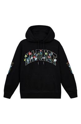MARKET Bouquet Embroidered Cotton Logo Hoodie in Washed Black