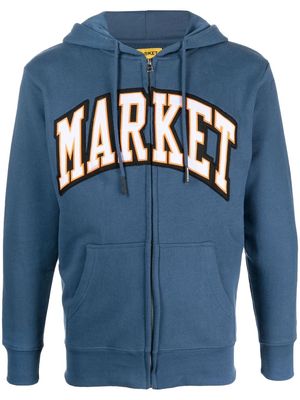MARKET embroidered-logo zip-up hoodie - Blue