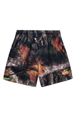 MARKET Fauxtree Mesh Shorts in Brown Multi