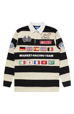 MARKET Grand Prix Embroidered Cotton Graphic Rugby Shirt in Parchment