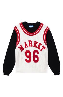 MARKET Home Team Layered Look Sweater in Ecru